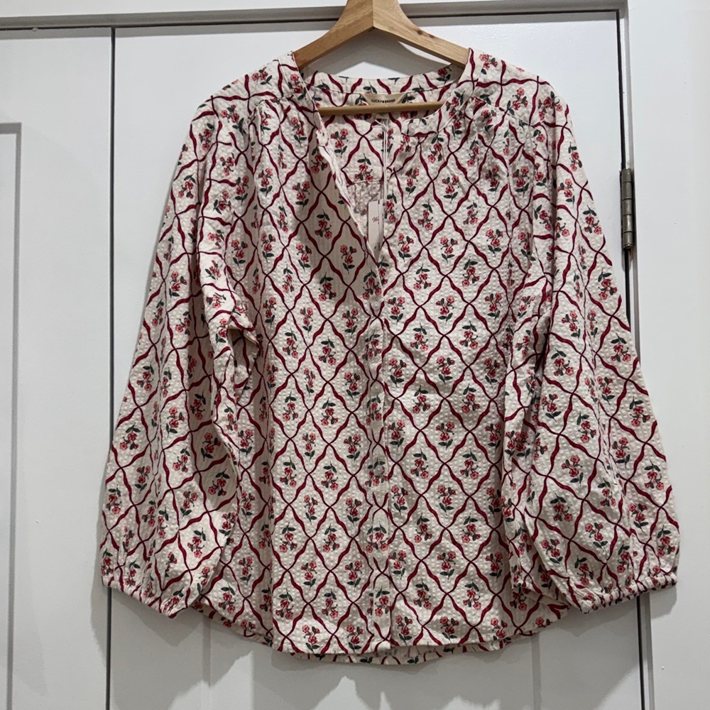 NWT! ✨🌹 Lucky Brand Floral Printed Button Up Peasant Blouse